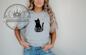 Cat Graphic Tee Floral Cat Shirt queesstar.com 1