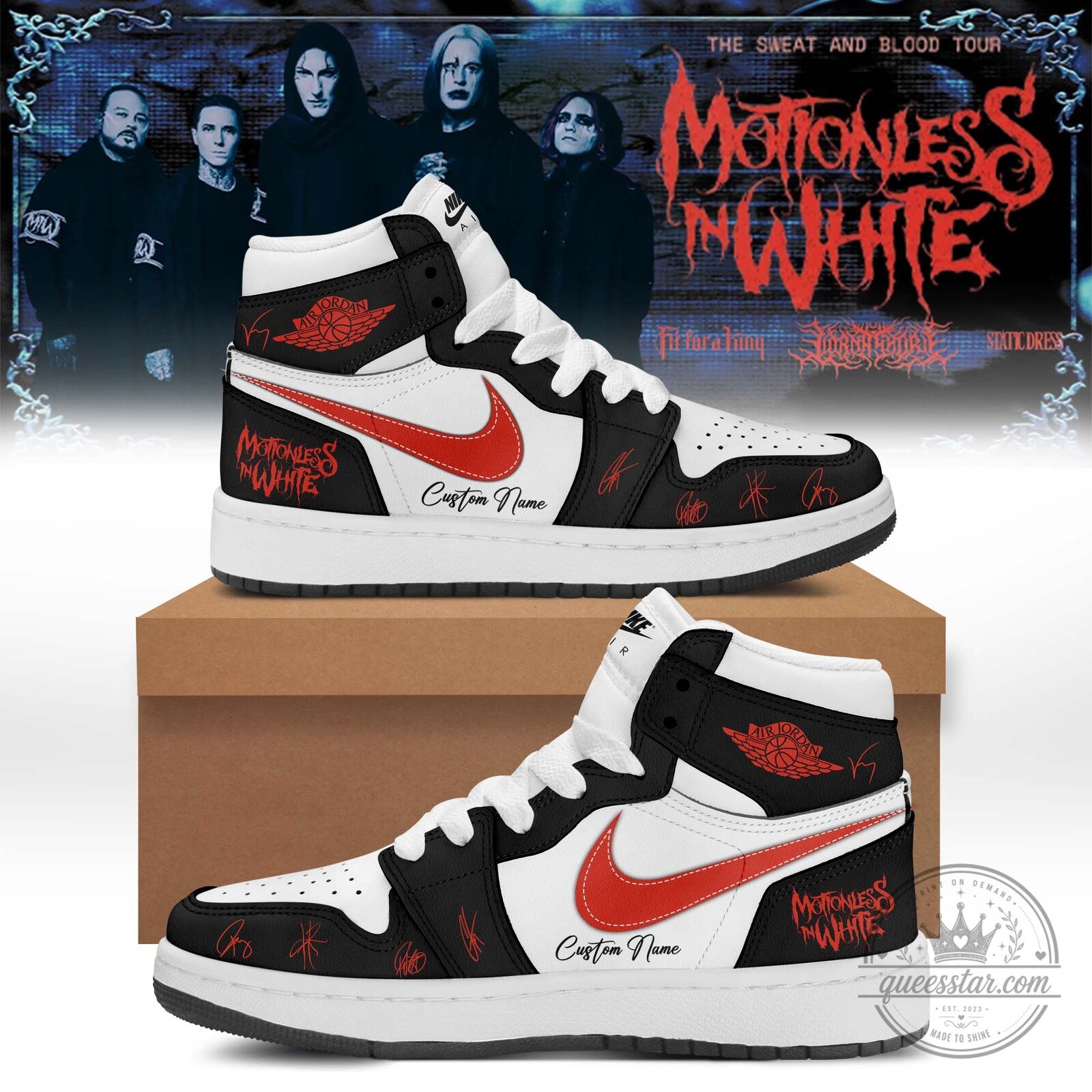 Motionless In White The Sweat And Blood Tour Custom Name High Top Shoes