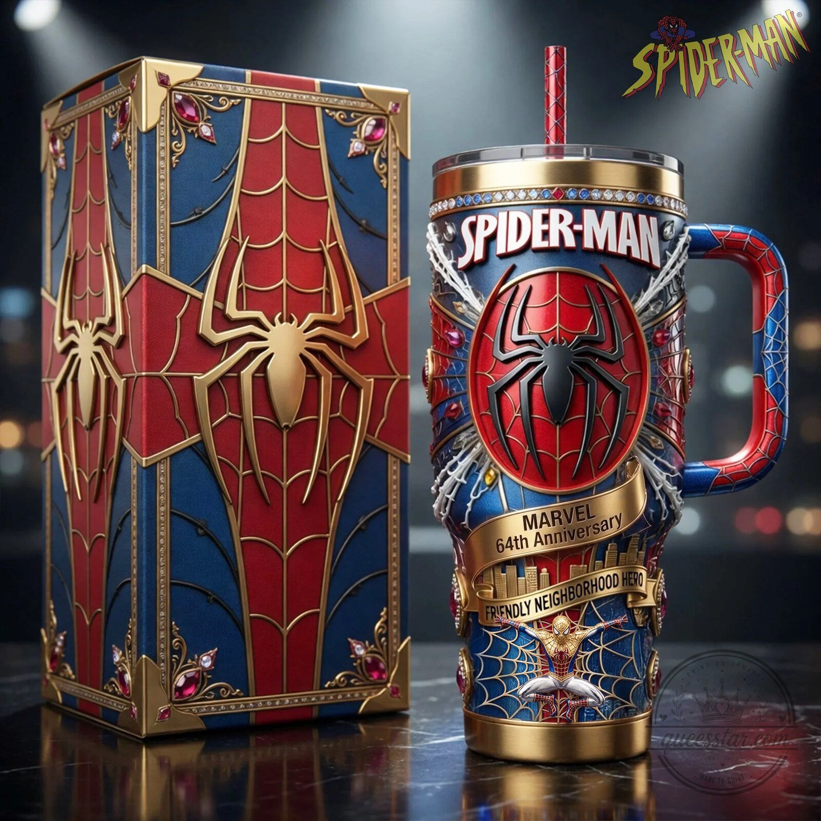 Marvel Spider-Man 64th Anniversary Friendly Neighborhood Hero Tumbler with Handle