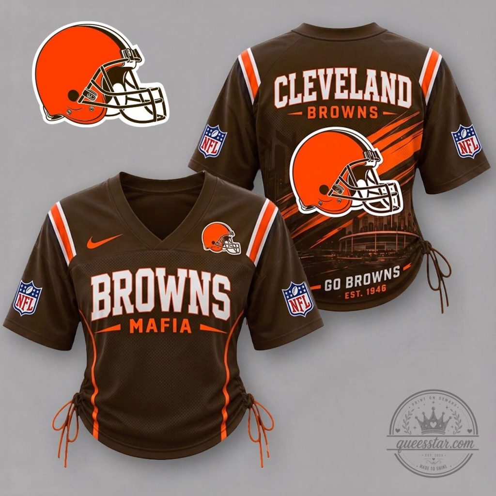 Cleveland Browns Mafia Football Jersey for Women with Drawstring Sides Cleveland Browns Mafia Football Jersey for Women with Drawstring Sides