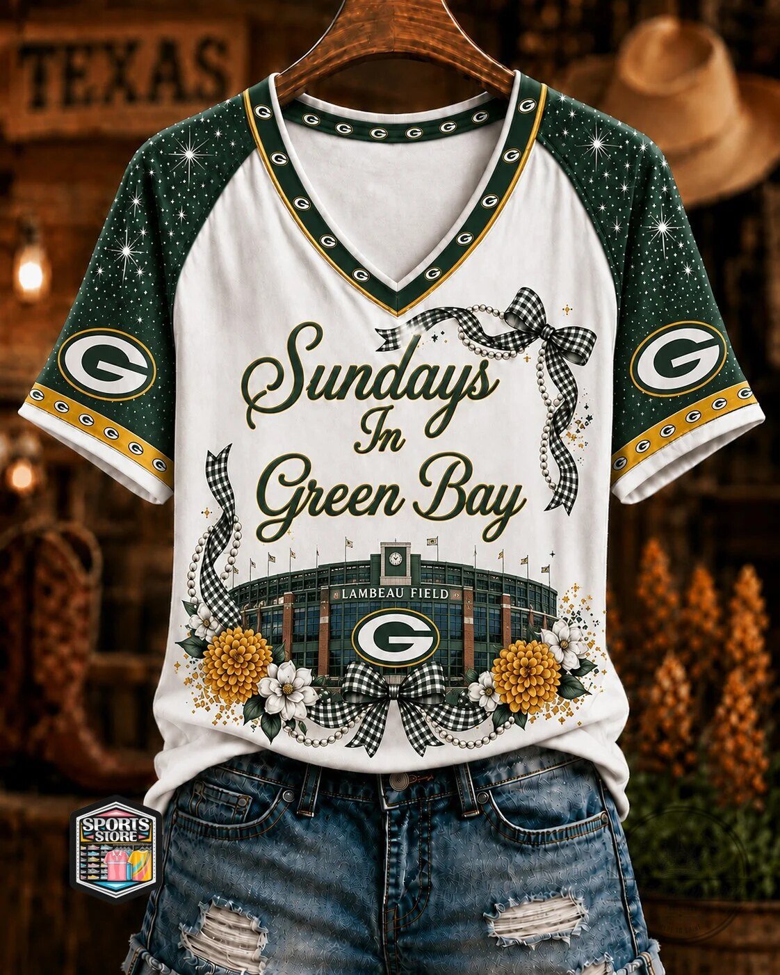 Green Bay Packers Sundays In Green Bay Lambeau Field Football T-Shirt