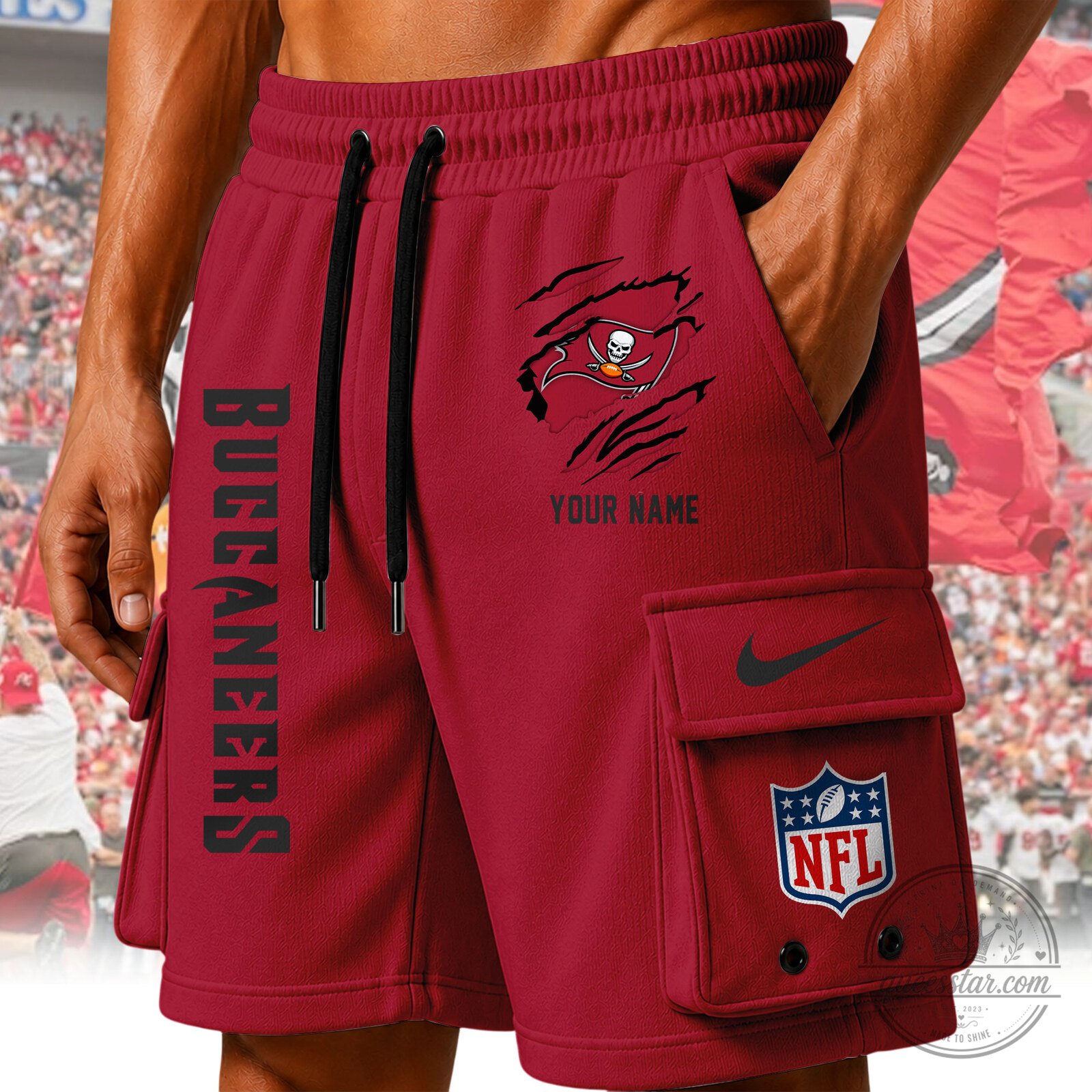 Tampa Bay Buccaneers Personalized Cargo Shorts for Men