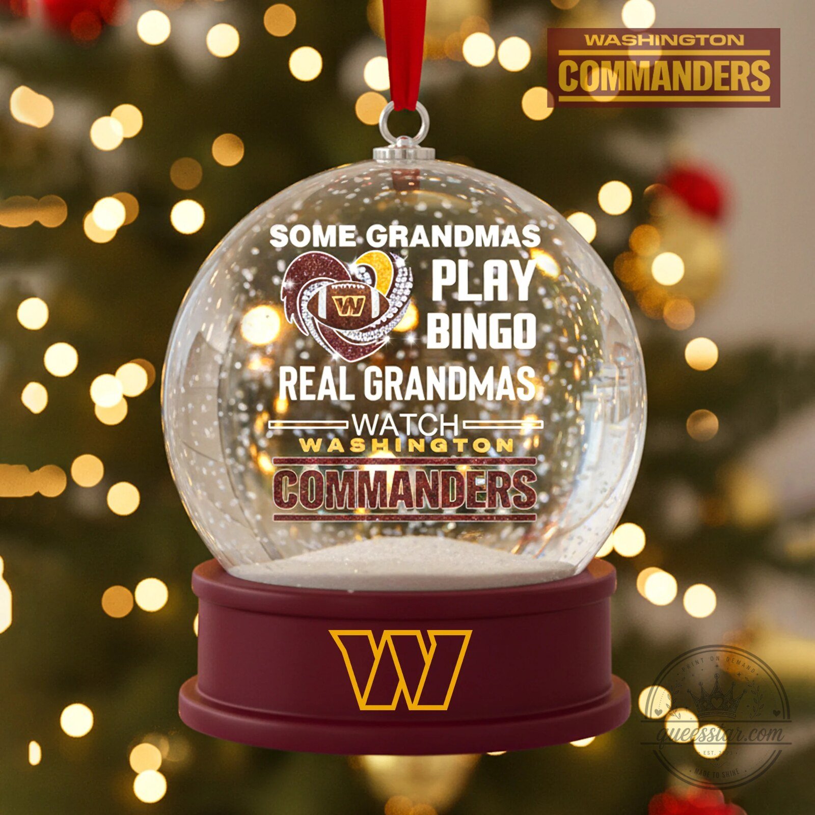 Washington Commanders Football Grandma Christmas Tree Ornament