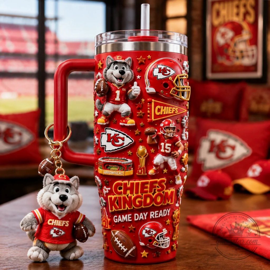 40oz Tumbler with Handle for Game Day, Kansas City Chiefs Ready 40oz Tumbler with Handle for Game Day, Kansas City Chiefs Ready