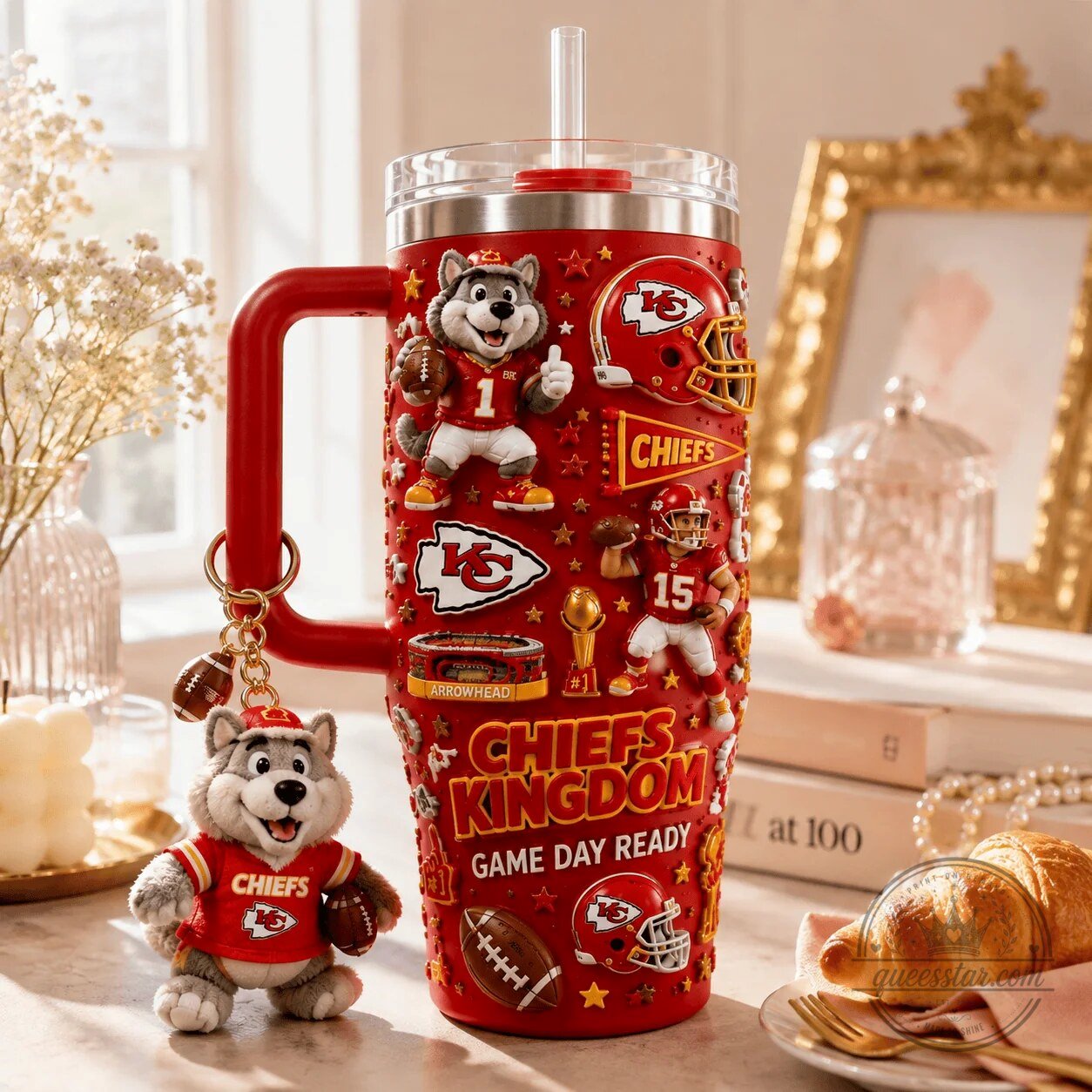 40oz Tumbler with Handle for Game Day, Kansas City Chiefs Ready 5 40oz Tumbler with Handle for Game Day, Kansas City Chiefs Ready