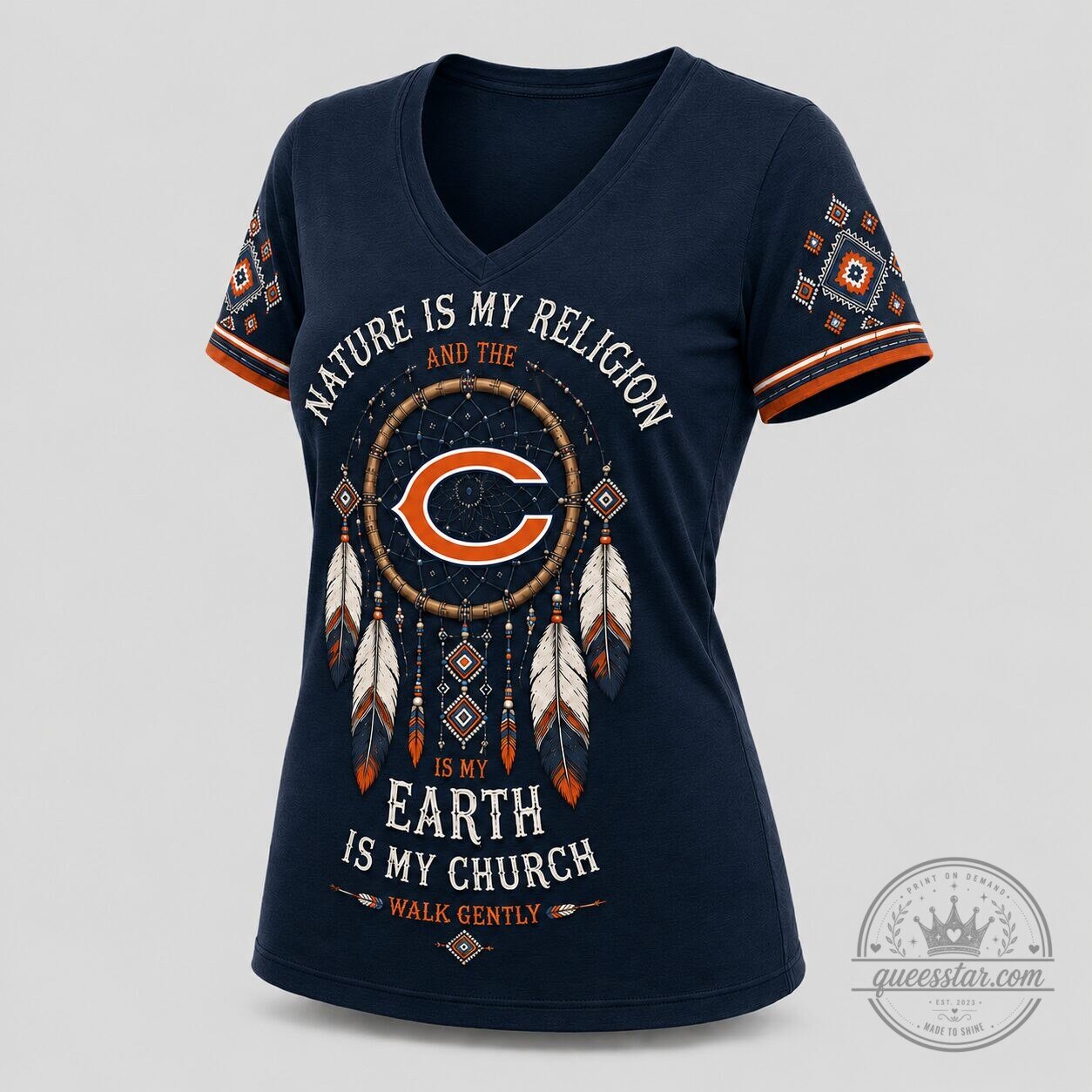 Chicago Bears Nature Spirit Dreamcatcher V-Neck T-Shirt 3 Chicago Bears Nature Spirit Dreamcatcher V-Neck T-Shirt