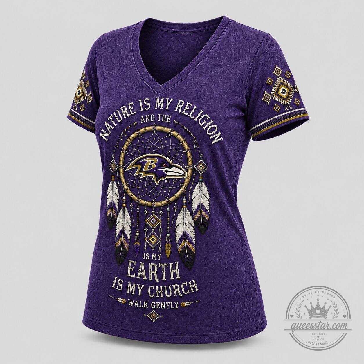 Baltimore Ravens Nature Spirit Dreamcatcher V-Neck T-Shirt 3 Baltimore Ravens Nature Spirit Dreamcatcher V-Neck T-Shirt