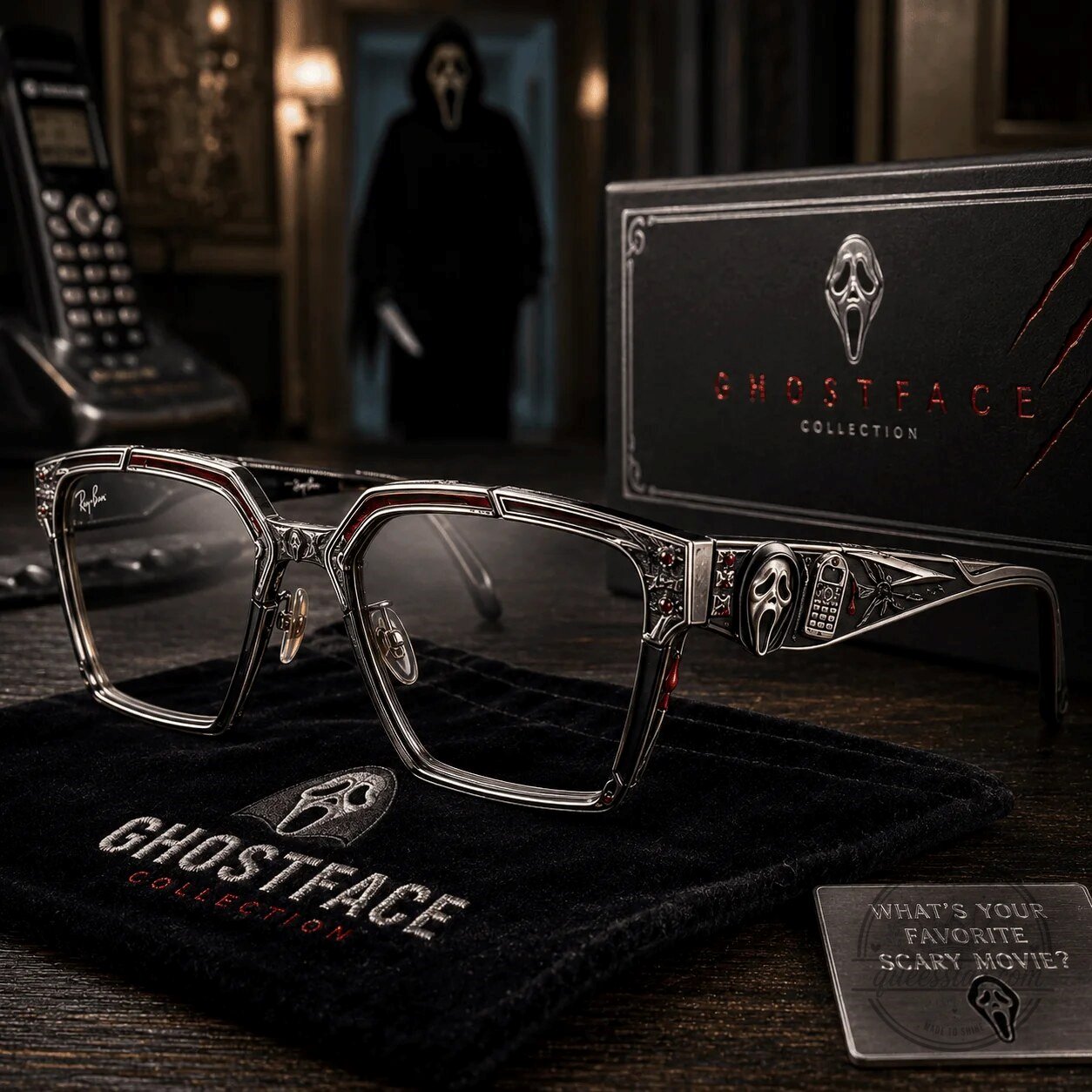Ghostface Scream Movie Collection Unisex Eyeglasses with Ray-Ban Lenses