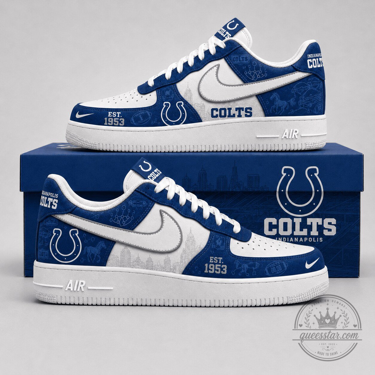 Air Force One Shoes for Fans of the Indianapolis Colts - NFL Premium Edition