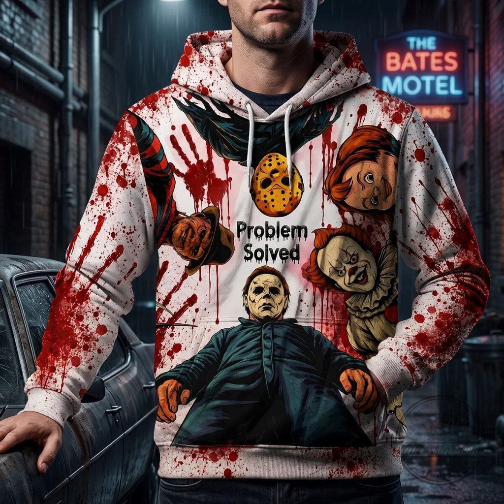 Horror Movie Villains Blood Splatter Halloween Hoodie Horror Movie Villains Blood Splatter Halloween Hoodie