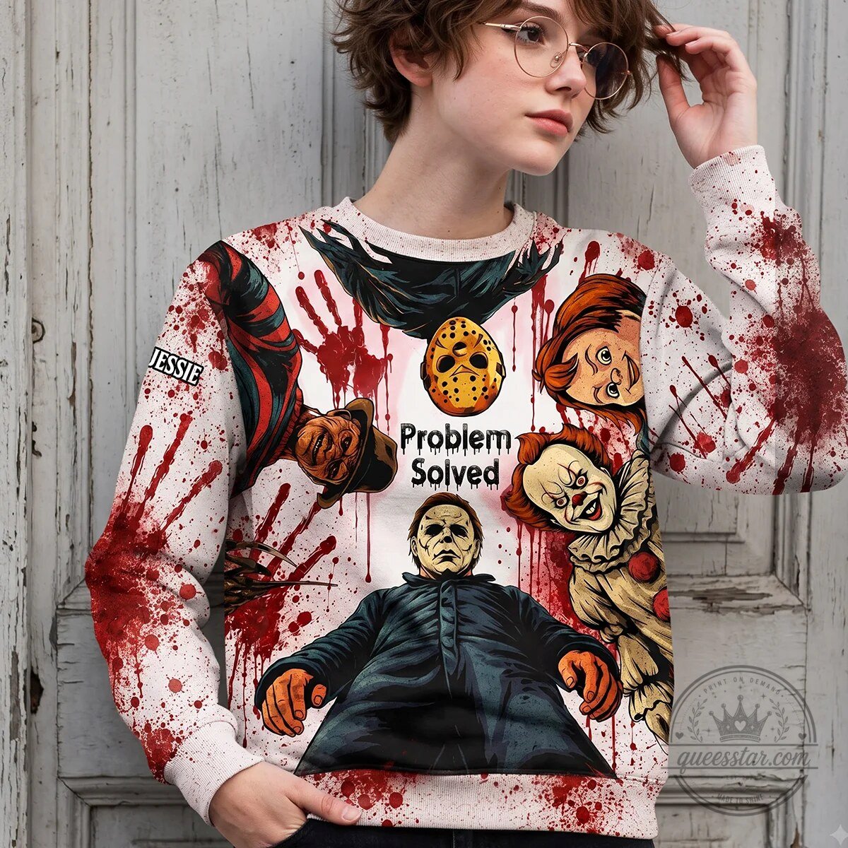 Horror Movie Villains Blood Splatter Halloween Hoodie 5 Horror Movie Villains Blood Splatter Halloween Hoodie