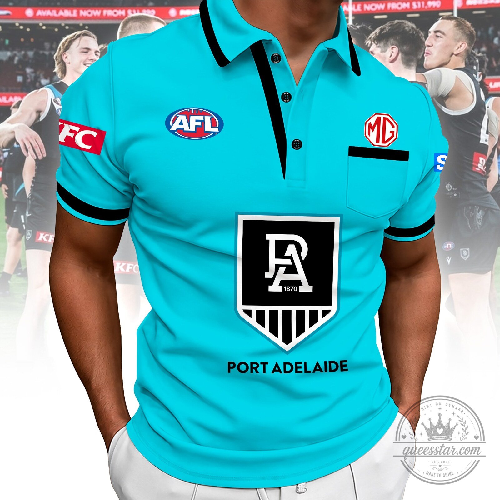 Port Adelaide Power Australian Rules Football League Team Logo Polo Shirt