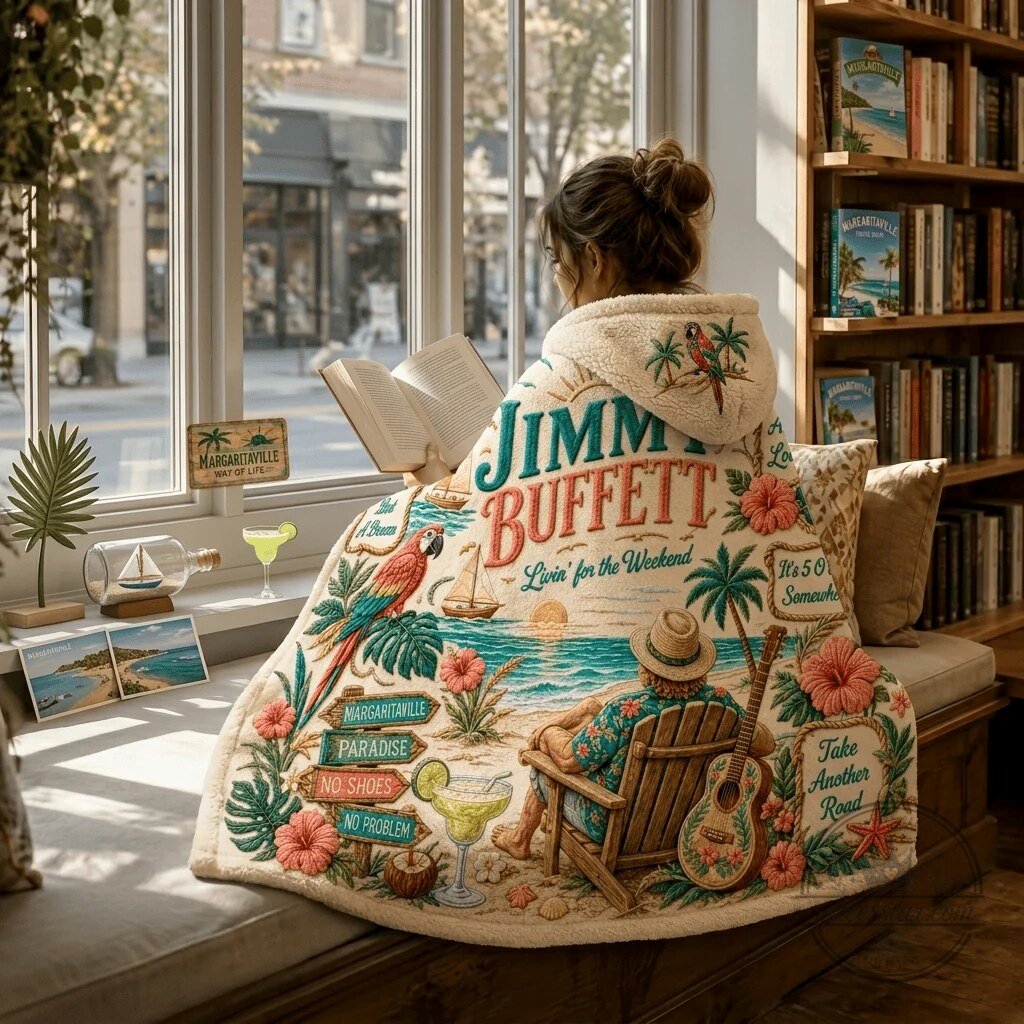 Jimmy Buffett Livin' for the Weekend Margaritaville Hooded Blanket 4 Jimmy Buffett Livin