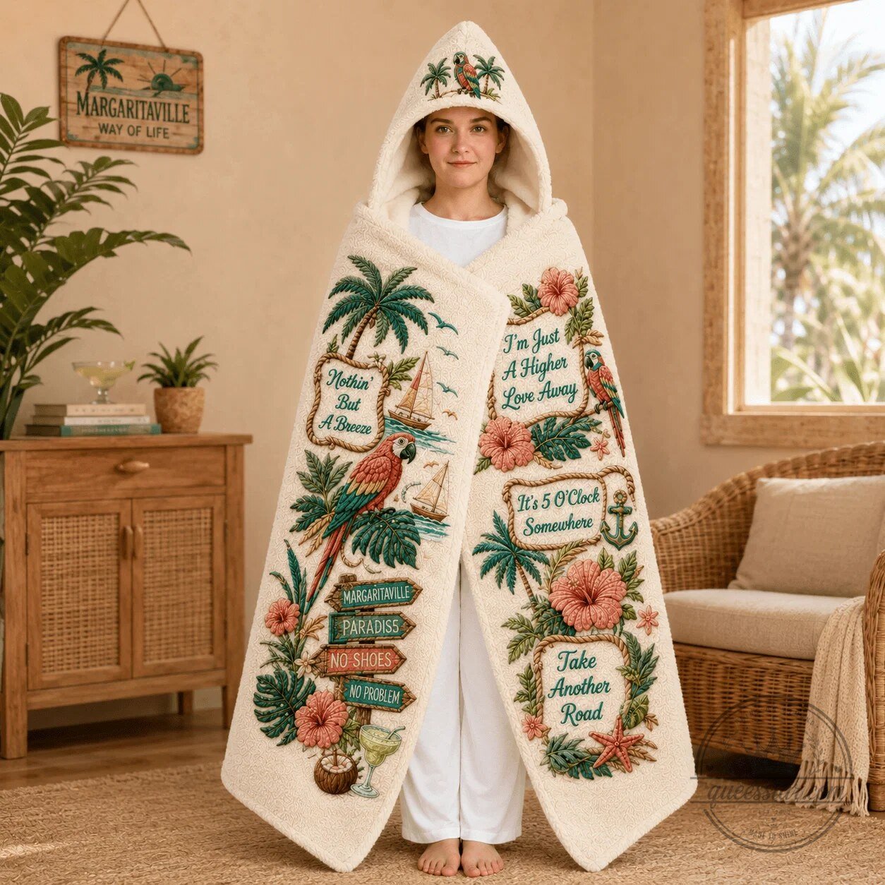 Jimmy Buffett Livin' for the Weekend Margaritaville Hooded Blanket 5 Jimmy Buffett Livin