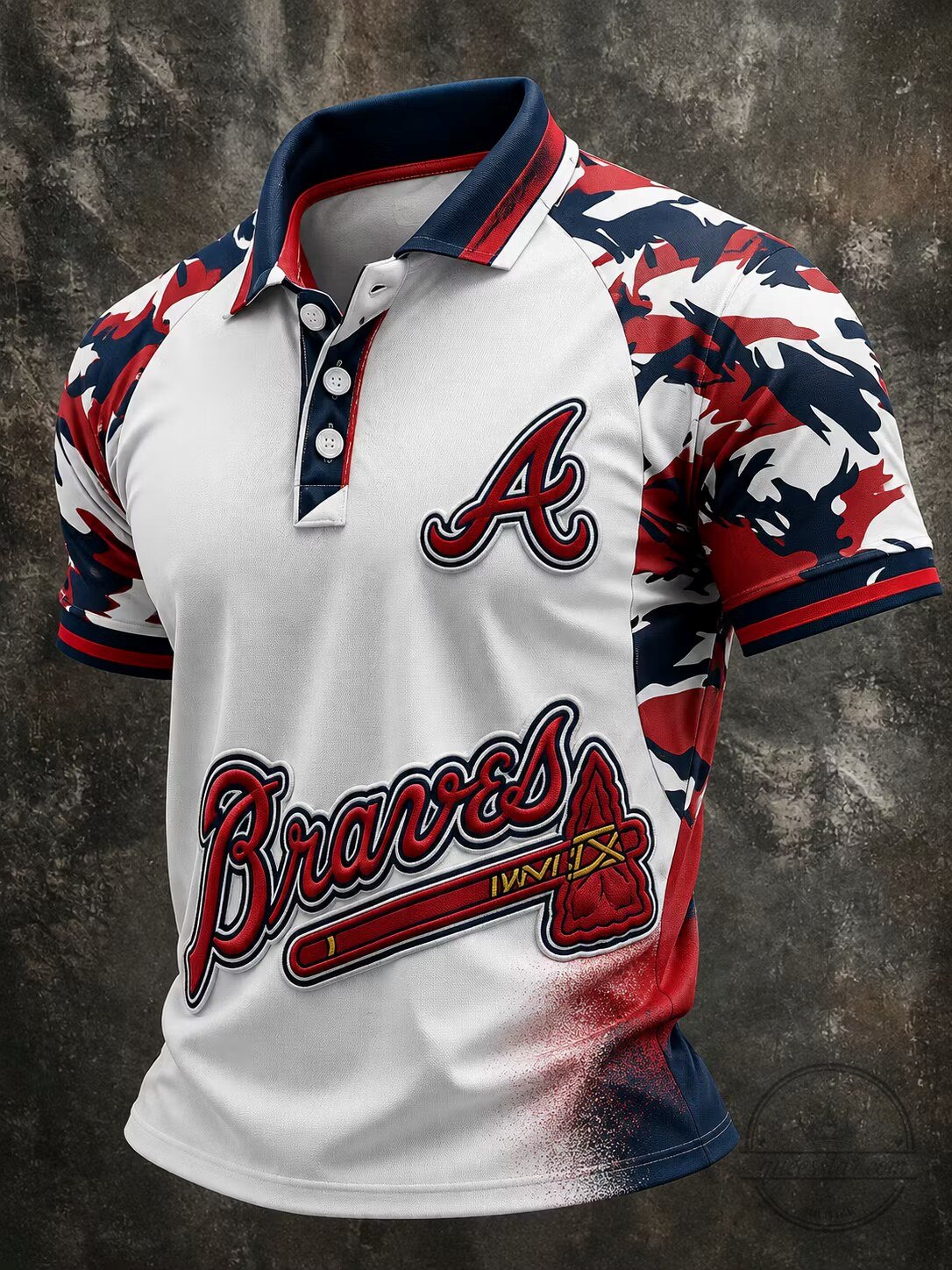 Atlanta Braves Baseball Team Logo Camouflage Pattern Polo Shirt