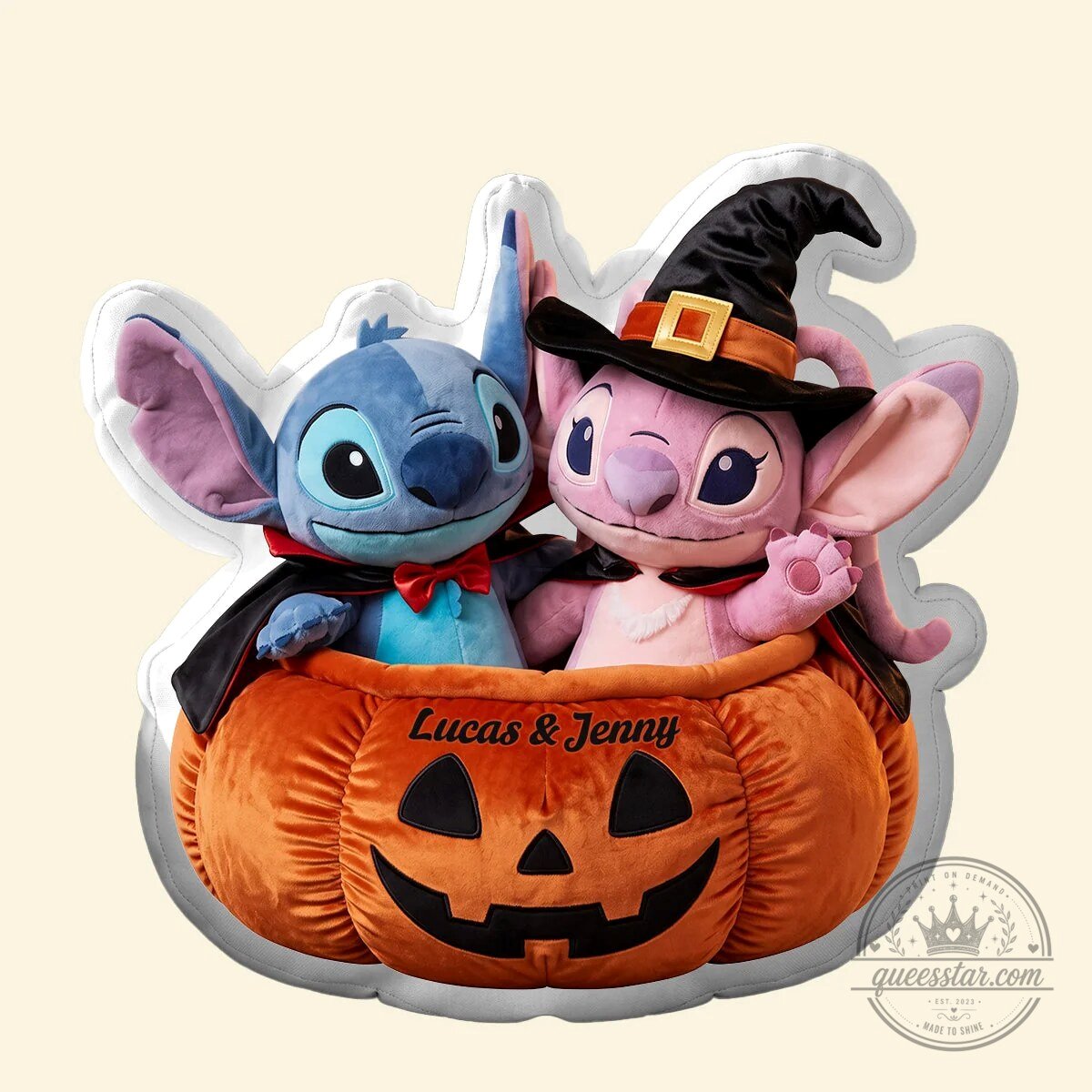 Disney Stitch and Angel Halloween Pumpkin Personalized Throw Pillow 11 Disney Stitch and Angel Halloween Pumpkin Personalized Throw Pillow