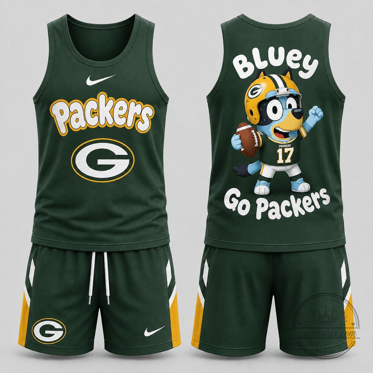 Green Bay Packers Bluey Cartoon Character Football Game Day Tank Top