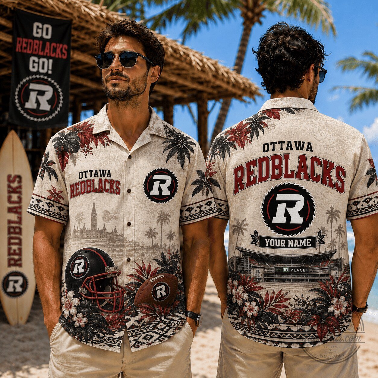 Ottawa Redblacks Canadian Football League Hawaiian Shirt