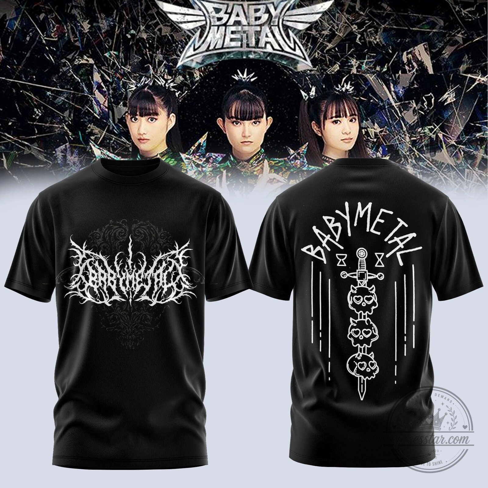 Black Graphic T-Shirt featuring Babymetal for the 2026 World Tour