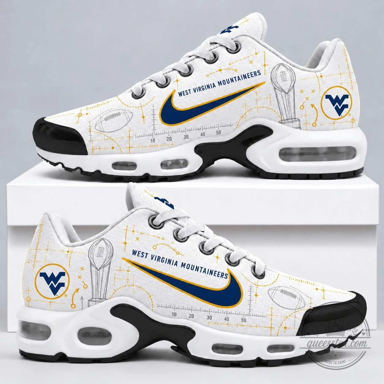 West Virginia Mountaineers NCAA Playbook Design Sneakers 1 West Virginia Mountaineers NCAA Playbook Design Sneakers