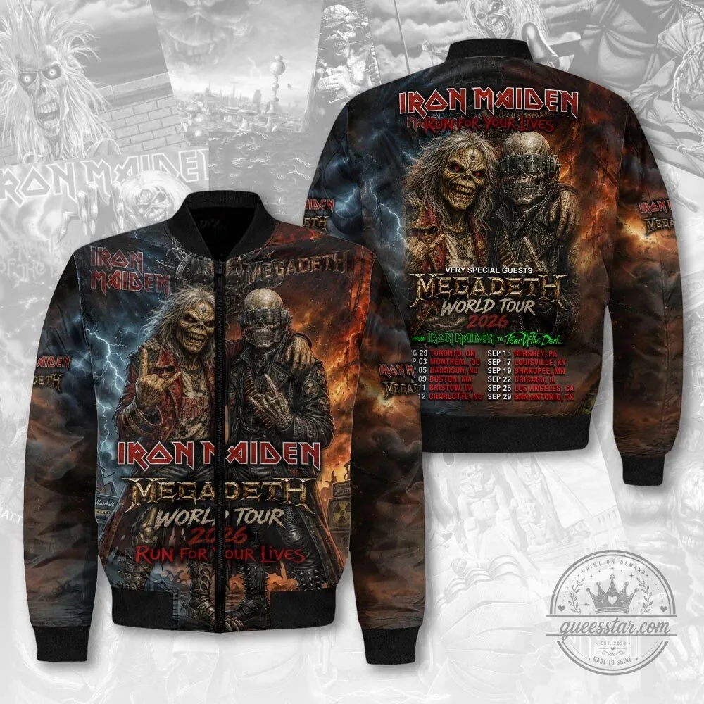 Iron Maiden and Megadeth 2026 World Tour Concert Bomber Jacket