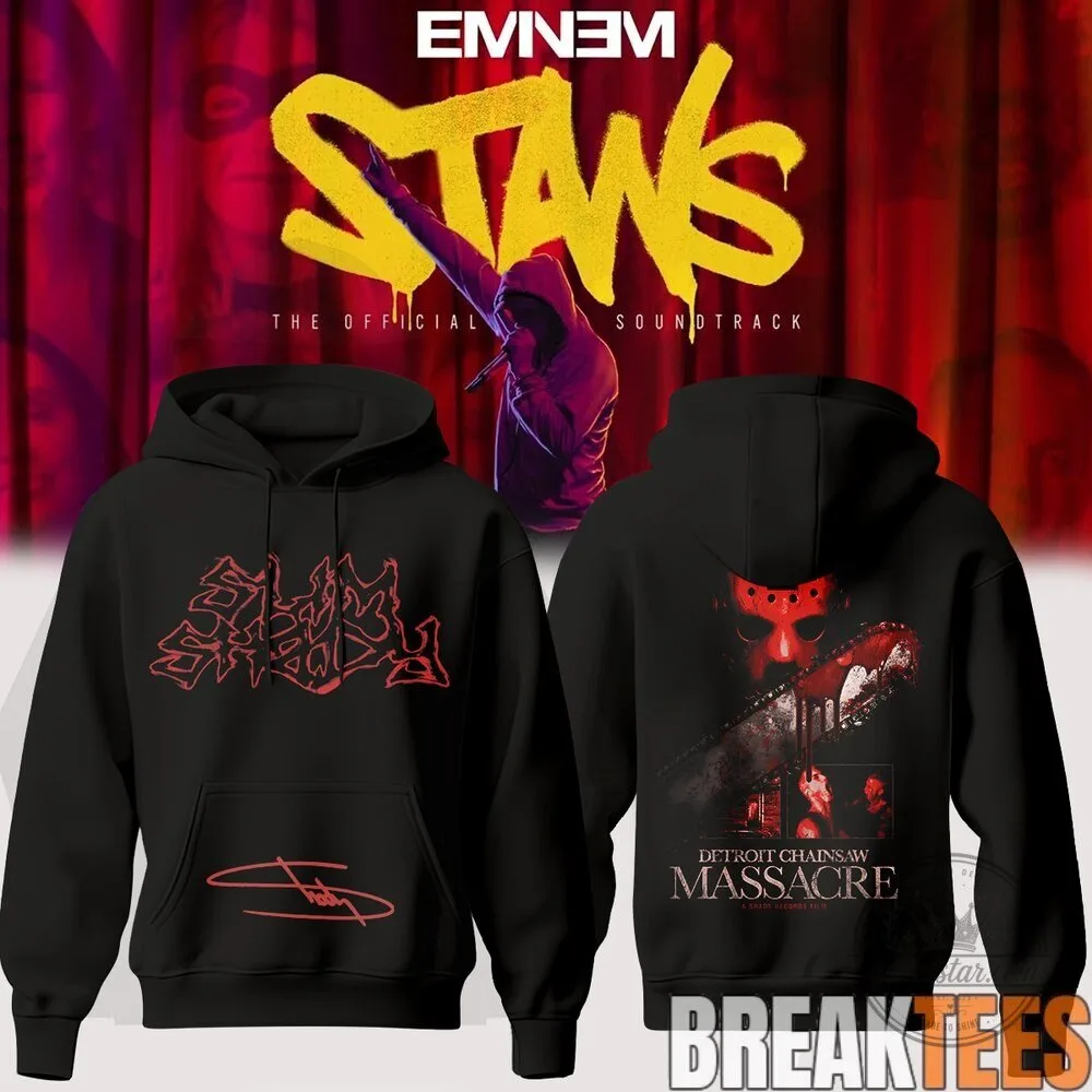 Eminem Stans Detroit Chainsaw Massacre Black Hoodie 1 Eminem Stans Detroit Chainsaw Massacre Black Hoodie