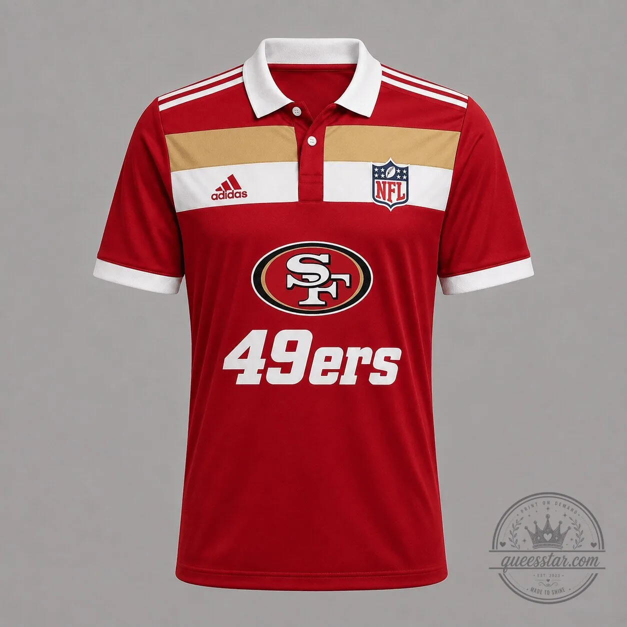 San Francisco 49ers National Football League Adidas Red Polo Shirt for Men 1 San Francisco 49ers National Football League Adidas Red Polo Shirt for Men