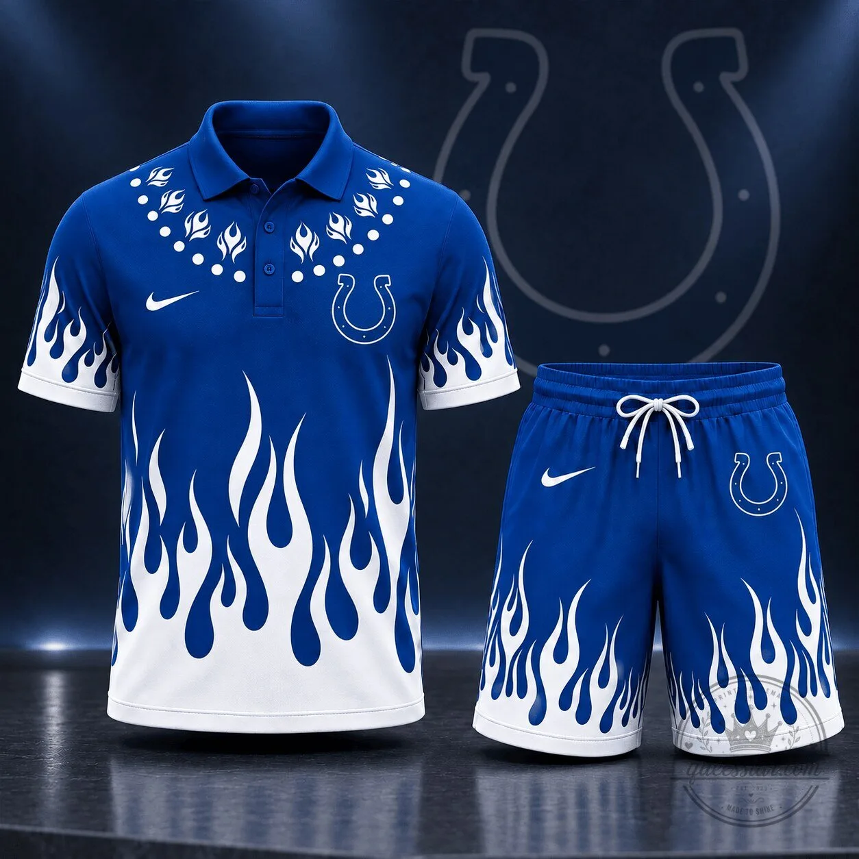 Indianapolis Colts Flame Graphic Polo Shirt 1 Indianapolis Colts Flame Graphic Polo Shirt