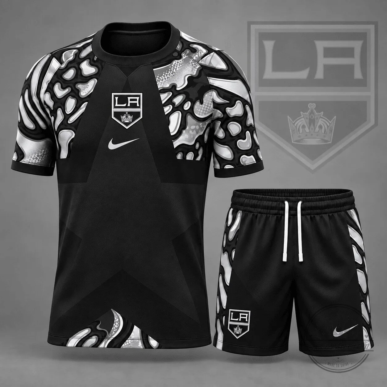 Los Angeles Kings Black Abstract Camouflage Star Panel Hockey Jersey