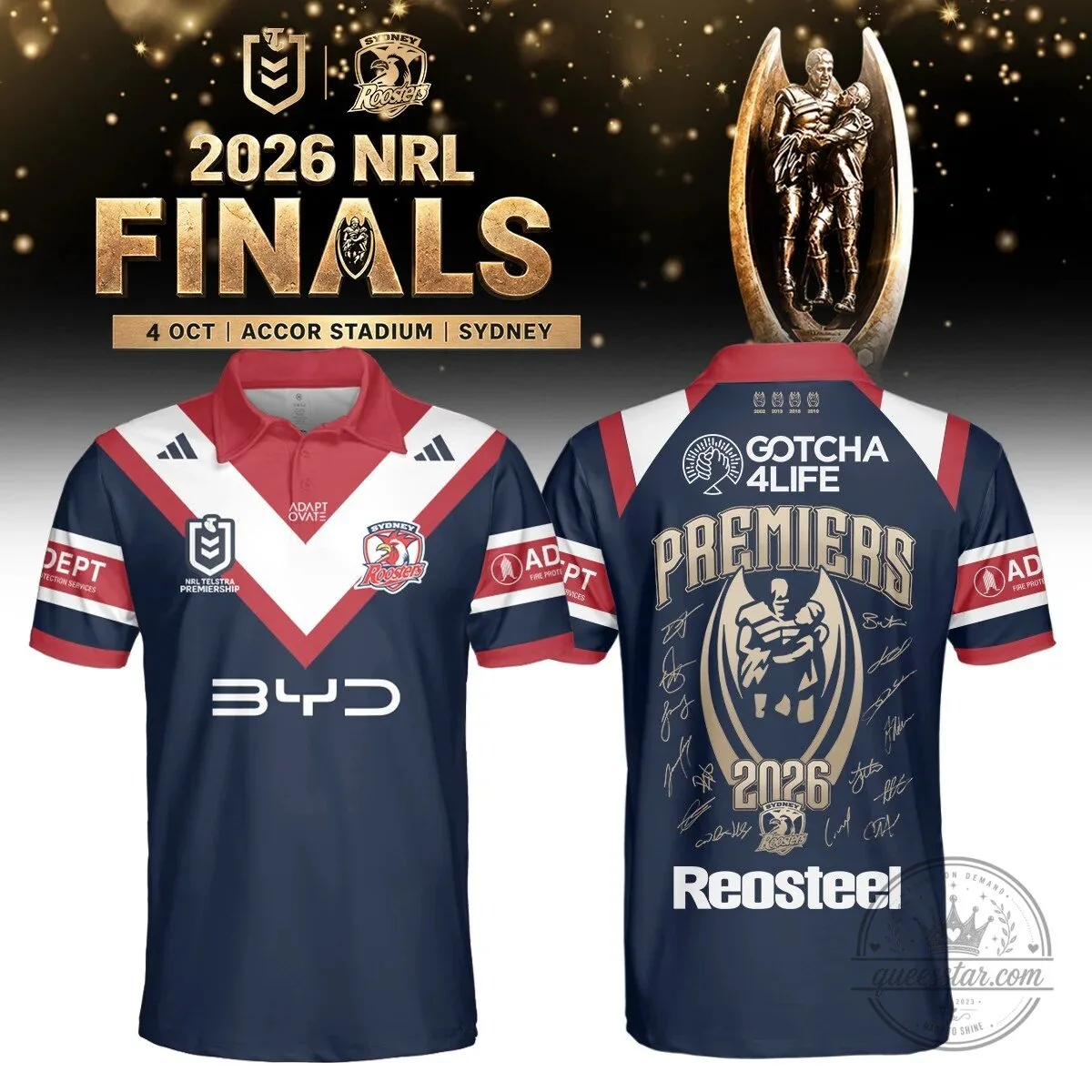 2026 NRL Finals Premiers Rugby League Polo Shirt - Sydney Roosters