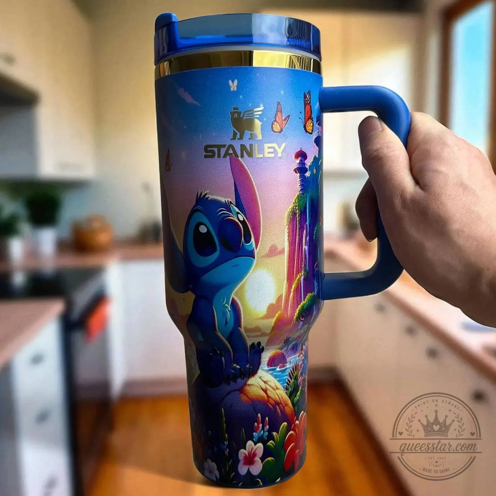 Lilo and Stitch Character Art Stainless Steel Insulated Tumbler with Handle 4 Lilo and Stitch Character Art Stainless Steel Insulated Tumbler with Handle