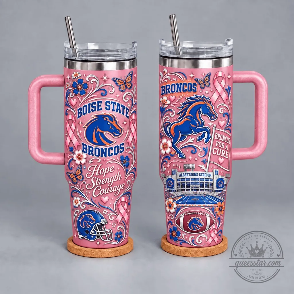 Boise State Broncos Breast Cancer Awareness Hope Strength Courage Tumbler Boise State Broncos Breast Cancer Awareness Hope Strength Courage Tumbler