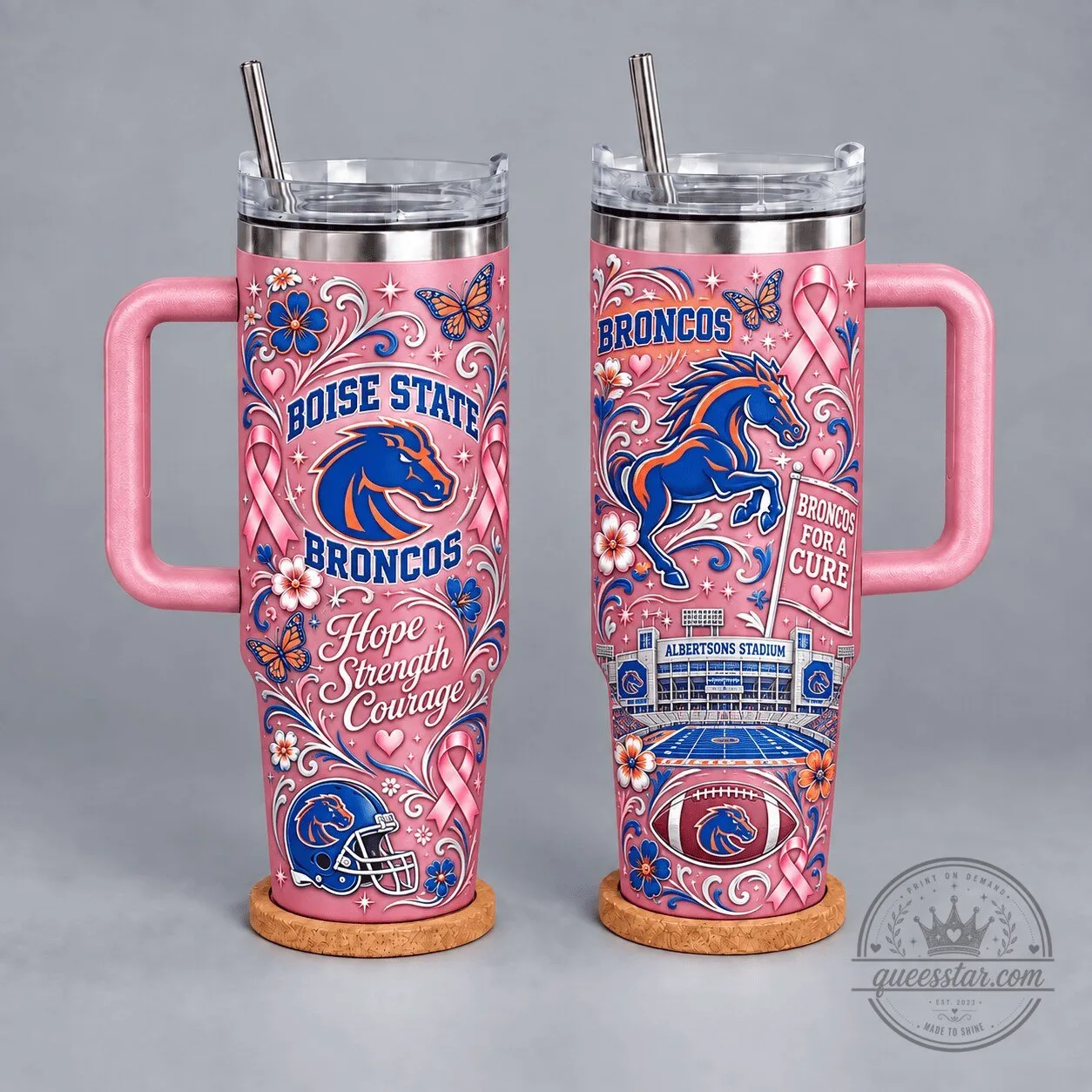 Boise State Broncos Breast Cancer Awareness Hope Strength Courage Tumbler 1 Boise State Broncos Breast Cancer Awareness Hope Strength Courage Tumbler