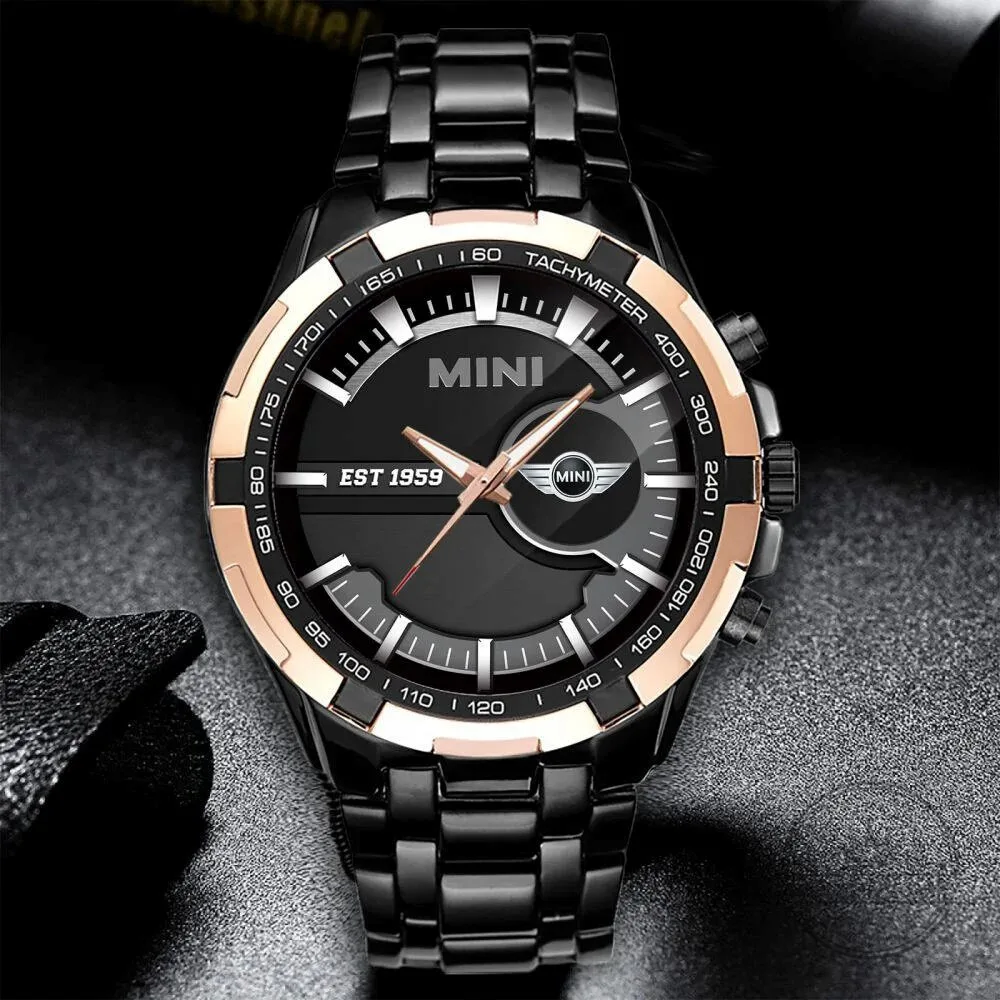 Mini Cooper Car Logo Black Stainless Steel Wristwatch 8 Mini Cooper Car Logo Black Stainless Steel Wristwatch