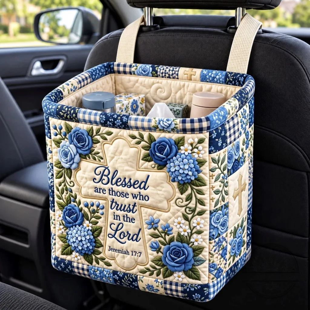 Blessed are Those Who Trust in the Lord Christian Quilted Car Organizer Blessed are Those Who Trust in the Lord Christian Quilted Car Organizer