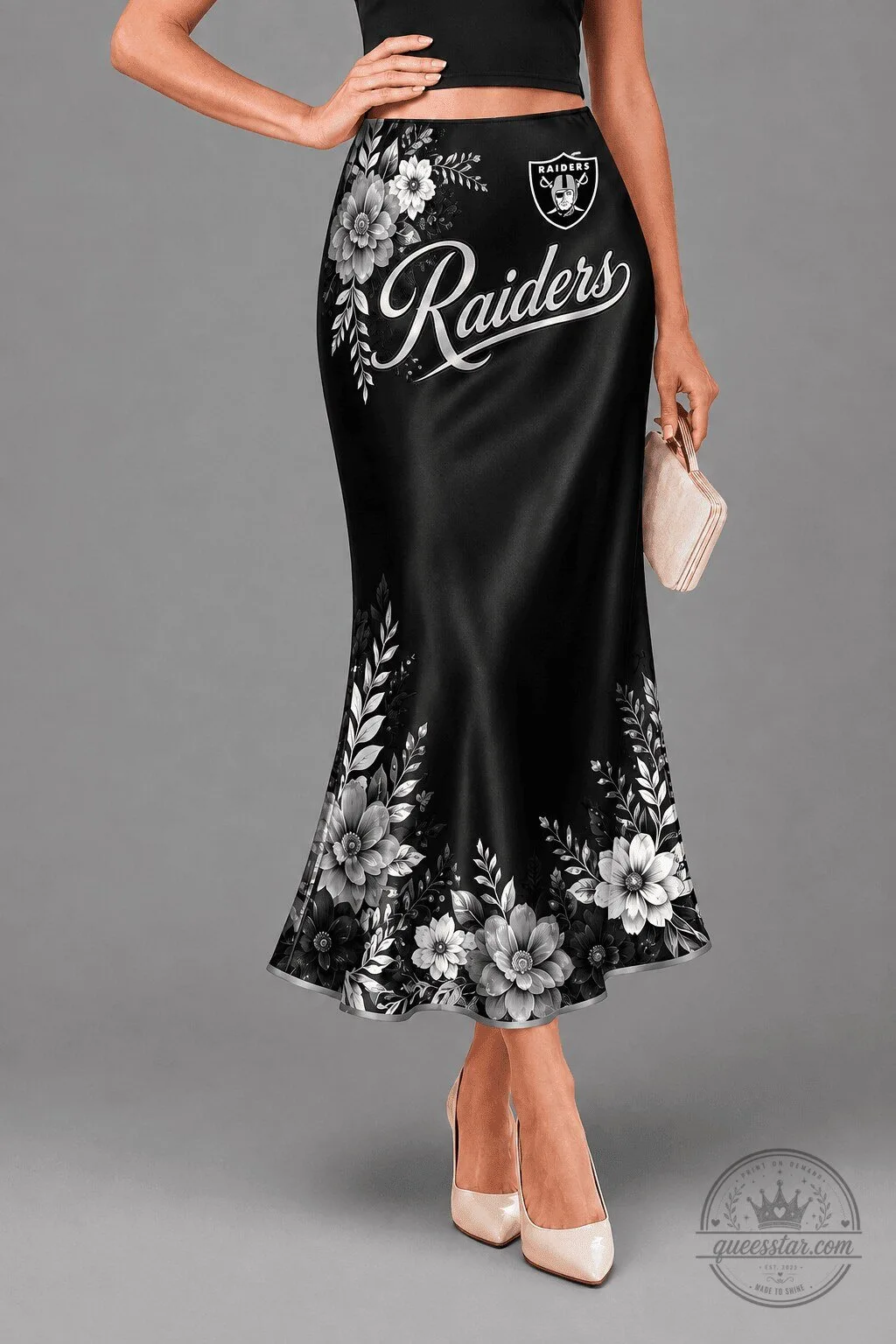 Las Vegas Raiders Floral Print High-Waisted Maxi Skirt for Women