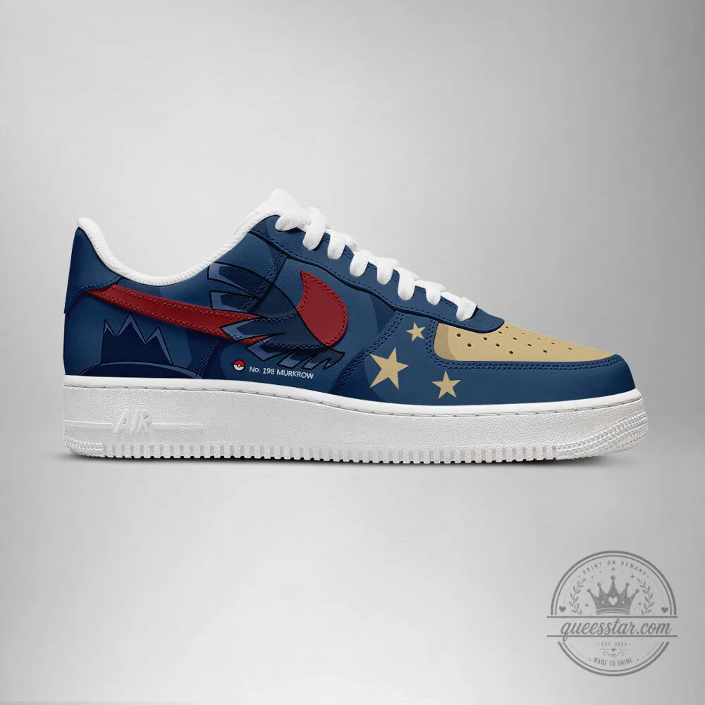 Murkrow Pokemon Inspired Blue and Tan Star Pattern Sneakers 4 Murkrow Pokemon Inspired Blue and Tan Star Pattern Sneakers