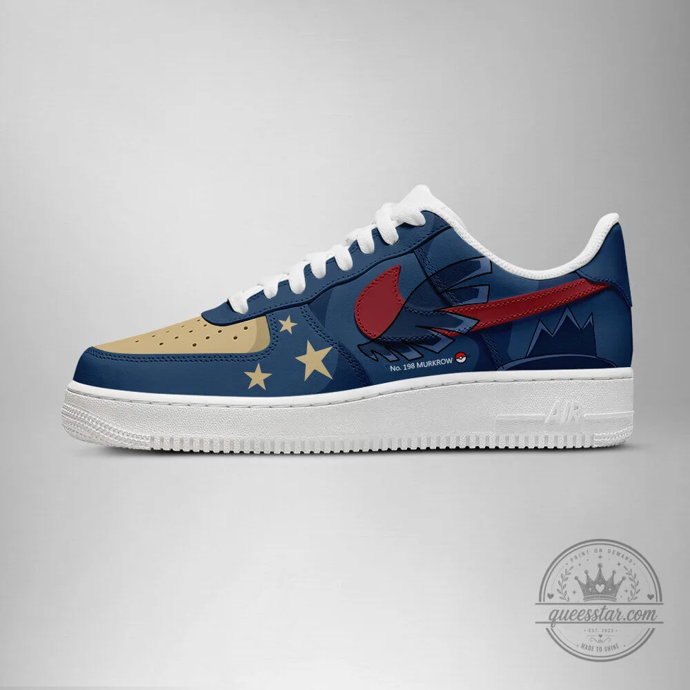 Murkrow Pokemon Inspired Blue and Tan Star Pattern Sneakers 5 Murkrow Pokemon Inspired Blue and Tan Star Pattern Sneakers
