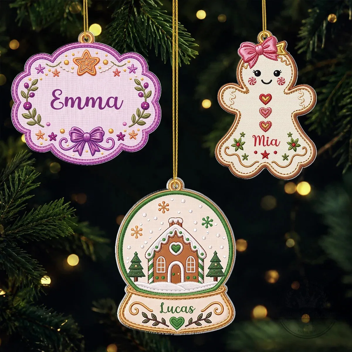 Personalized Christmas Gingerbread House Snow Globe Name Ornament