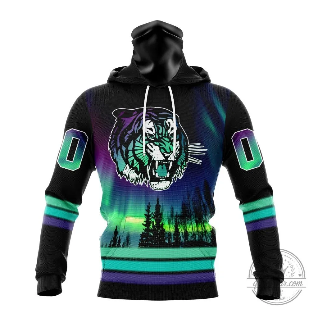 Medicine Hat Tigers Northern Lights Hockey Team All-Over Print Hoodie 12 Medicine Hat Tigers Northern Lights Hockey Team All-Over Print Hoodie