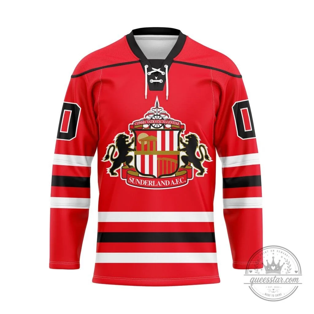 Sunderland Association Football Club Red Black White Stripes Hockey Jersey