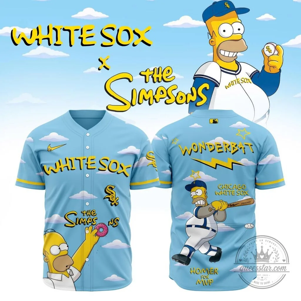 Homer Simpson Baseball Jersey featuring the Chicago White Sox from The Simpsons