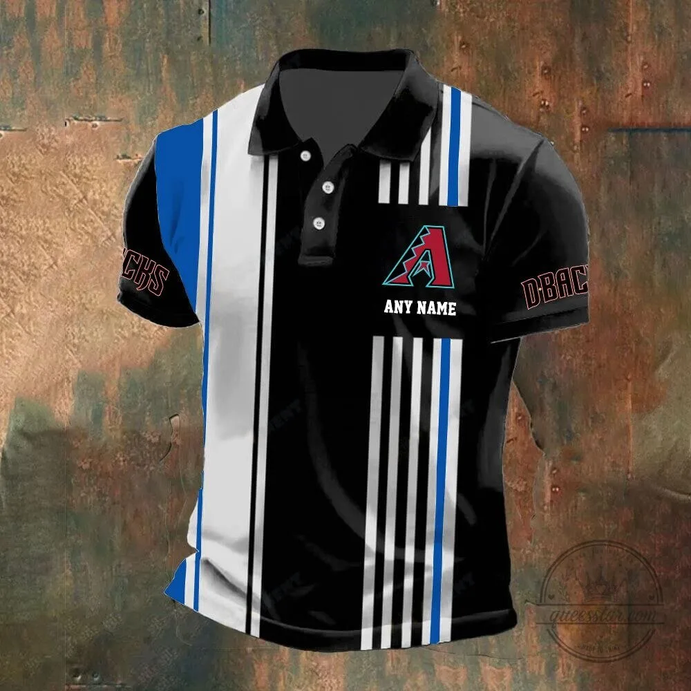 Arizona Diamondbacks Personalized Name Black and White Striped Polo Shirt 8 Arizona Diamondbacks Personalized Name Black and White Striped Polo Shirt