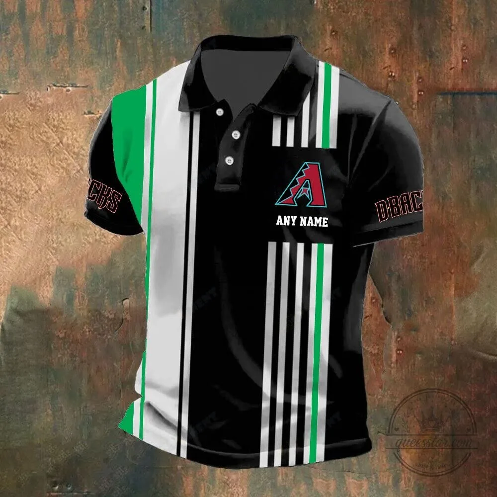 Arizona Diamondbacks Personalized Name Black and White Striped Polo Shirt 9 Arizona Diamondbacks Personalized Name Black and White Striped Polo Shirt