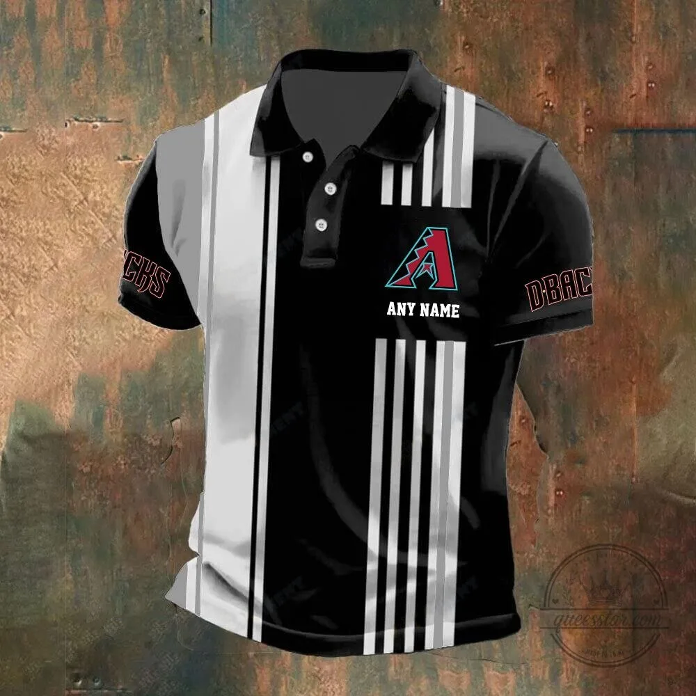 Arizona Diamondbacks Personalized Name Black and White Striped Polo Shirt 10 Arizona Diamondbacks Personalized Name Black and White Striped Polo Shirt