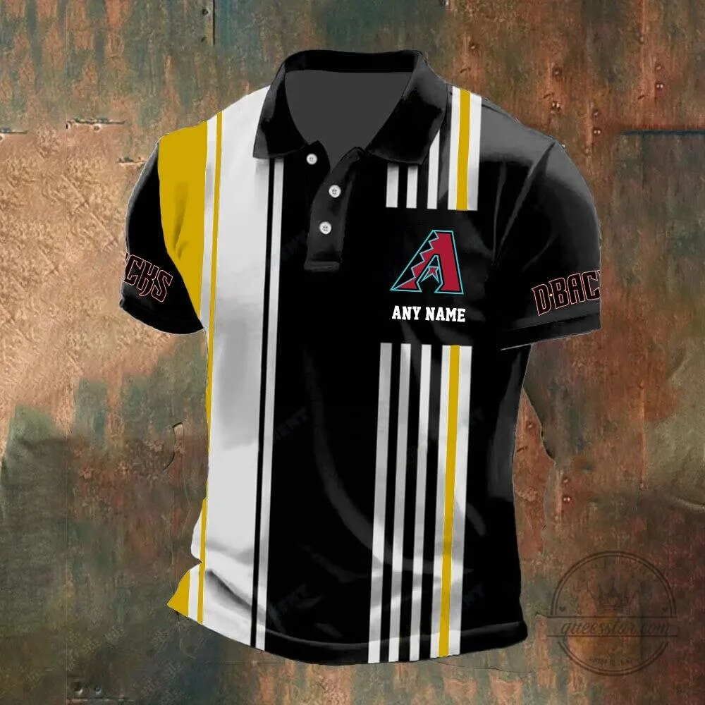 Arizona Diamondbacks Personalized Name Black and White Striped Polo Shirt 13 Arizona Diamondbacks Personalized Name Black and White Striped Polo Shirt