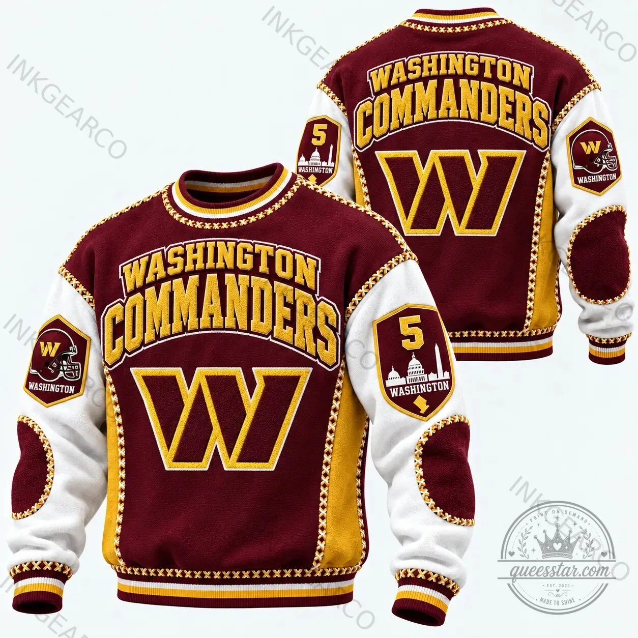 Washington Commanders Football Team Logo Embroidered Crewneck Sweatshirt