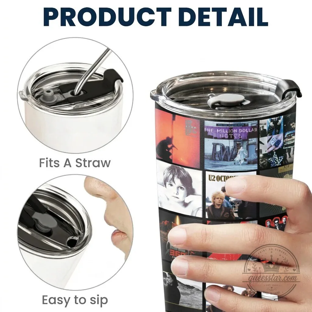 U2 Band Album Covers Collage Stainless Steel Insulated Tumbler 7 U2 Band Album Covers Collage Stainless Steel Insulated Tumbler