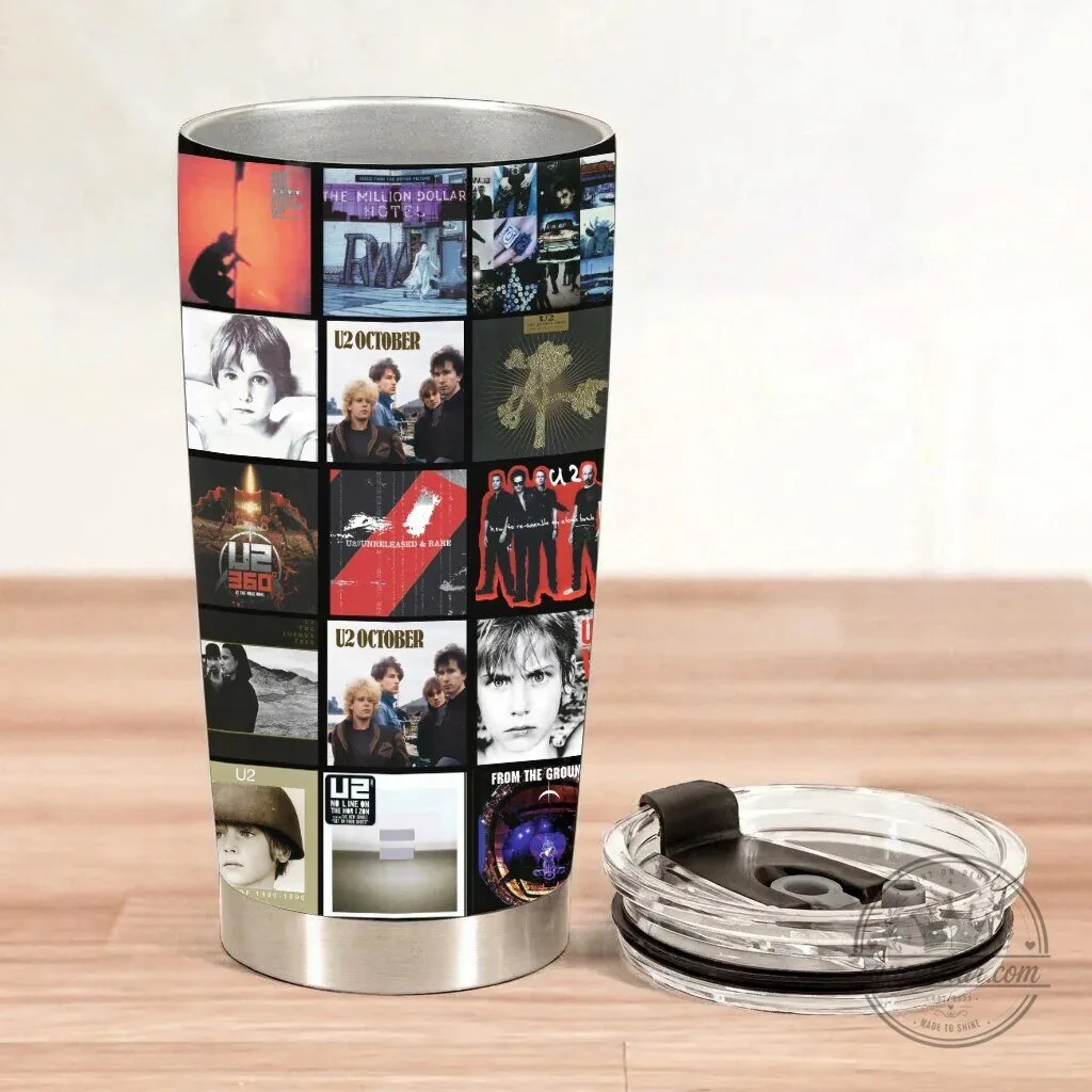 U2 Band Album Covers Collage Stainless Steel Insulated Tumbler 8 U2 Band Album Covers Collage Stainless Steel Insulated Tumbler