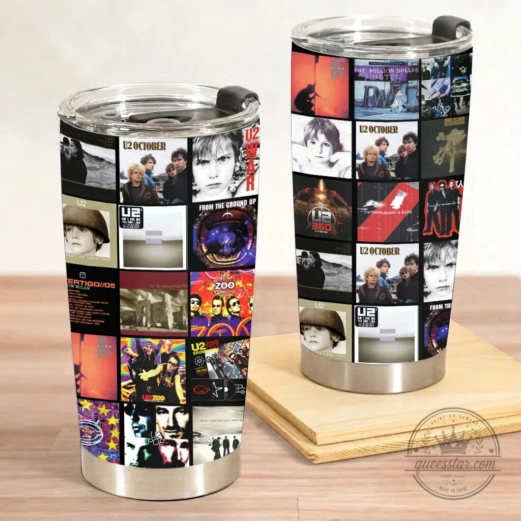 U2 Band Album Covers Collage Stainless Steel Insulated Tumbler 9 U2 Band Album Covers Collage Stainless Steel Insulated Tumbler